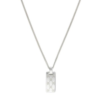 Gucci Silver Signature Tag Necklace YBB814852001