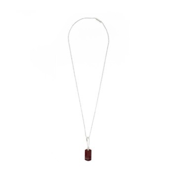 Gucci Red and Sterling Silver Dog Tag Necklace YBB815540001