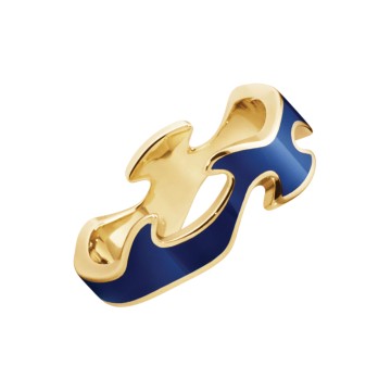 Georg Jensen 18ct Yellow Gold Fusion Centre Ring Blue 20001562 - Size R