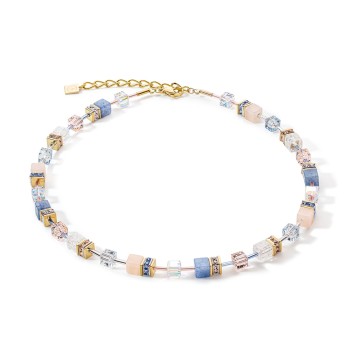 Ladies Coeur de Lion Yellow Gold  Pastel Blue Pink Mixed Necklet 4605/10-0720