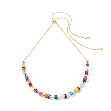 Coeur De Lion Vibrant Multicolour Adjustable Geo Cube Necklace 3035/10_1582