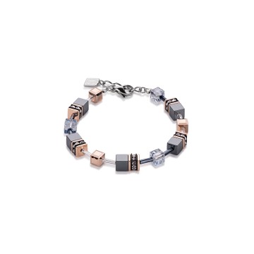 Coeur De Lion Geocube Grey and Rose Crystal Bracelet 4015/30-0730