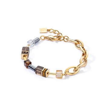 Coeur De Lion GeoCube Gold Tone Smoky Quartz Bracelet 4524/30_1116