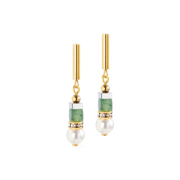 Coeur De Lion Precious Fusion Offset Gold-Green Earrings 4354210500