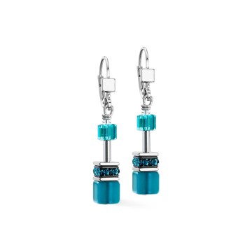 Coeur De Lion GeoCUBE® Iconic Teal Silver Earrings 2838200624
