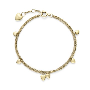 Olivia Burton Classic Mini Heart Gold Plated Double Chain Bracelet 24100460