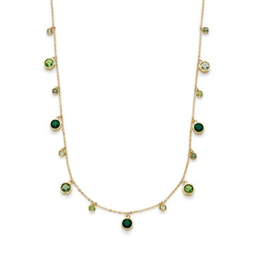 Olivia Burton Classic Mini Droplet Green Crystal Gold Plated Steel Necklace 24100531