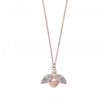 Olivia Burton Rainbow Bee Stainless Steel Rose Gold Tone Pendant OBJAMN136