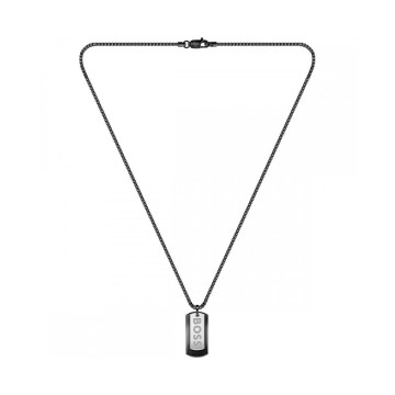 Hugo Boss Devon Black IP Tag Necklace 1580577