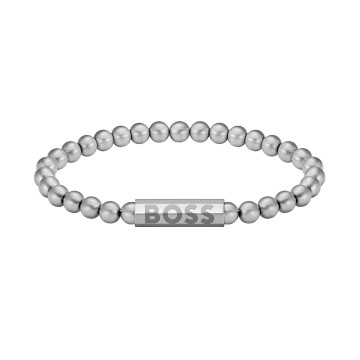 BOSS Sphere Silver Tone Cuff Bracelet with Logo Closure 1580658M 