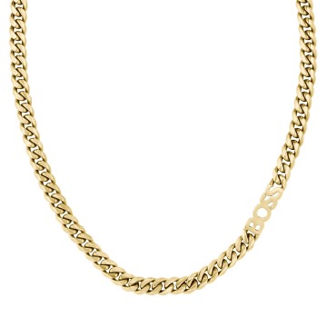 BOSS Kassy Gold Tone 8mm Logo Chain Mens Necklace 1580770