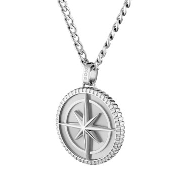 BOSS Mens North Stainless Steel Medallion Pendant Necklace 1580841