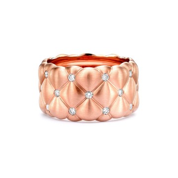 Fabergé Treillage Brushed Rose Gold & Diamond Set Grand Ring 530RG836