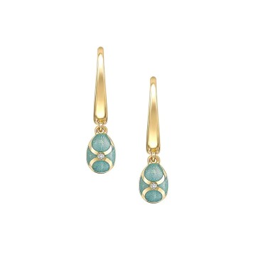 Fabergé Heritage Yellow Gold Turquoise Guilloché Enamel Egg Drop Earrings 1316EA2390