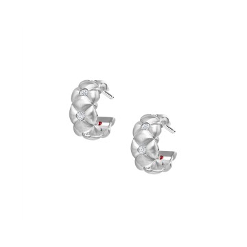 Fabergé Treillage Brushed White Gold Diamond Hoop Earrings 1716EA3082
