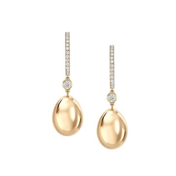 Fabergé Essence Yellow Gold Diamond Pavé Egg Drop Earrings 1188EA2287