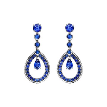 Faberg&eacute; Colours of Love White Gold Blue Sapphire Teardrop Earrings 1388EA2542/10