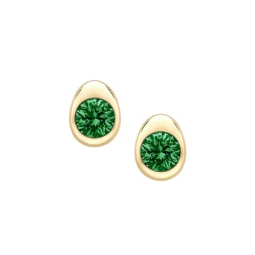 Fabergé Colours of Love Cosmic Curve Yellow Gold and Emerald Stud Earrings 1801EA3615