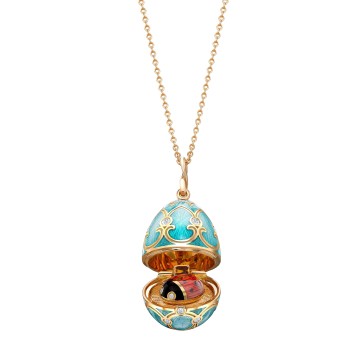 Fabergé Heritage Yellow Gold Diamond & Turquoise Guilloché Enamel Ladybird Surprise Locket  1