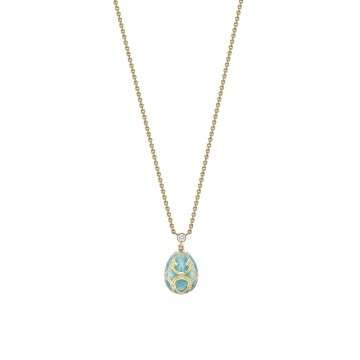Fabergé Heritage Yellow Gold Turquoise Guilloché Enamel Petite Egg Pendant 1152FP1348