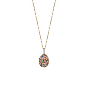 Fabergé Emotion Yellow Gold & Multicoloured Gemstone Egg Pendant 624FP2055