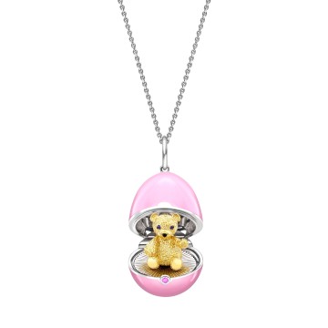 Fabergé Essence White Gold, Yellow Gold & Sapphire Teddy Surprise Pendant 1245FP2803