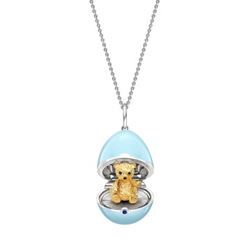 Fabergé Essence White Gold, Yellow Gold & Sapphire Teddy Surprise Pendant 1245FP2664/7