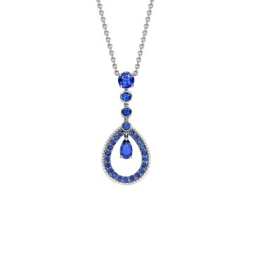 Fabergé Colours of Love White Gold Sapphire Fluted Teardrop Pendant 1766PE3140/5