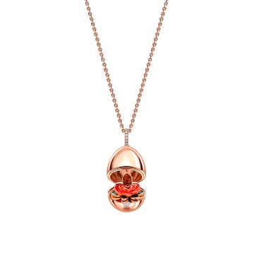 Fabergé Essence Rose Gold Red Nano Plated Rose Surprise Locket 1258FP3545