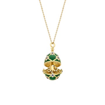 Fabergé x 007 Special Edition Yellow Gold & Green Guilloché Enamel Octopussy Egg Surprise Locket 2332FP3645