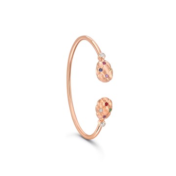Fabergé Treillage Brushed Rose Gold & Multicoloured Gemstone Open Bracelet 1