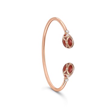 Fabergé Heritage Rose Gold Red Guilloché Enamel Open Set Bangle 1098BT1989