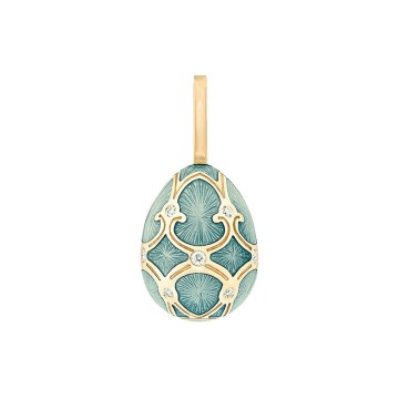 Fabergé Heritage Yellow Gold Diamond & Turquoise Guilloché Enamel Egg Charm 701EC1357