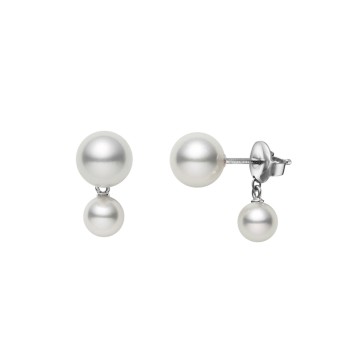Mikimoto 18ct White Gold Akoya Cultured Pearl Drop Earrings PE 1751 W