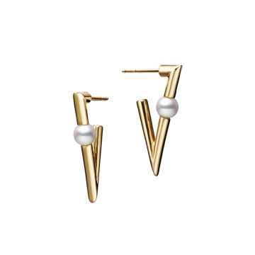 Mikimoto V Code Pearl Akoya 18ct Yellow Gold Earrings PE 1779 K