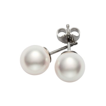 Mikimoto White Gold Akoya 8mm/AA Pearl Stud Earrings PES803W