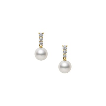 Mikimoto Morning Dew 7.75mm Pearl & Diamond Earrings PE 1680D K