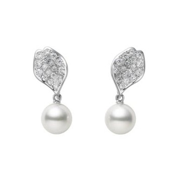 Mikimoto 18ct White Gold Les Petales 0.36ct Diamond Earrings PE1796DW