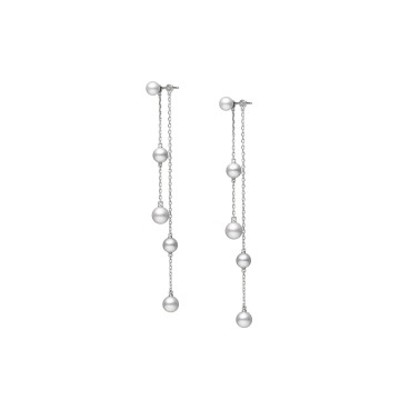 Mikimoto 18ct White Gold Akoya Pearl Convertible Chain Earrings PE1736W