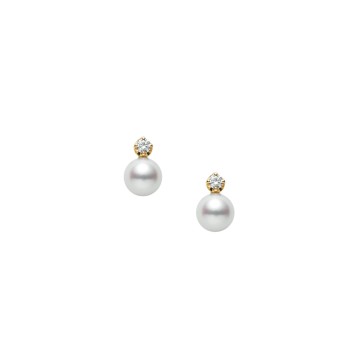 Mikimoto Classic 5mm Pearl and Diamond Earrings PE 1688D K
