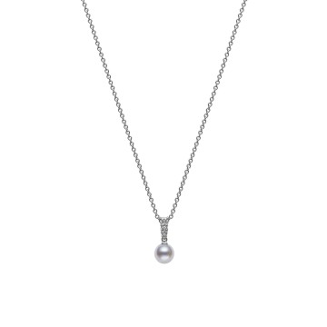Mikimoto Akoya Morning Dew 8mm Pearl and Diamond Pendant PPL 403D W