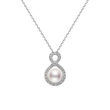 Mikimoto Ruyi 8mm Pearl and Diamond Pendant PPH 5362D W