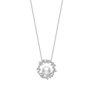 Mikimoto Classic Elegance 18ct White Gold Akoya Pearl Diamond Pendant PPH 5370D W