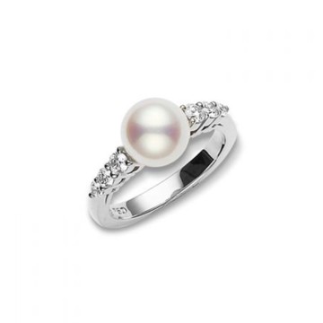 Mikimoto Akoya Morning Dew 8mm Pearl and Diamond Ring PRL 538D W