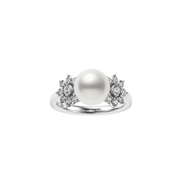 Mikimoto Pearl and Diamond Ring PR 942D W