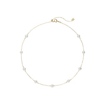 Mikimoto 18ct Yellow Gold Akoya Cultured Pearl Chain Necklace PP20597K