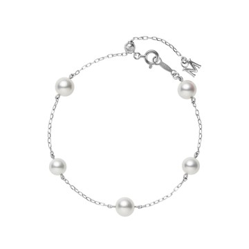 Mikimoto 18ct White Gold Akoya Pearl Chain Bracelet PD 282 W