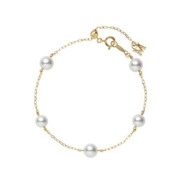 Mikimoto 18ct Yellow Gold Akoya Pearl Chain Bracelet PD 282 K