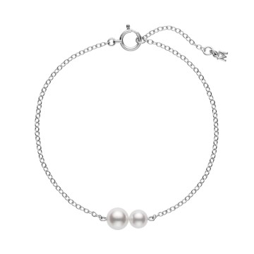 Mikimoto 18ct White Gold Akoya Cultured Pearl Chain Bracelet D 276 W