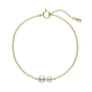 Mikimoto 18ct Yellow Gold Akoya Cultured Pearl Chain Bracelet PD 276 K